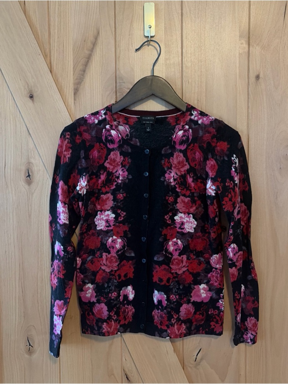 Talbots Merino Wool Floral Lightweight Cardigan Sweater Small